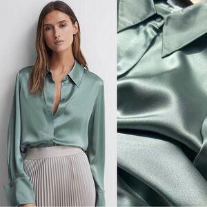 Reiss Silk Shirt in Sage